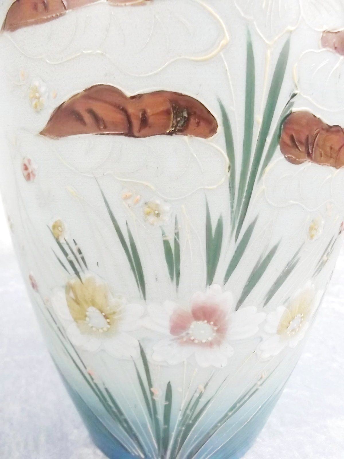 Pair Of Large Victorian Painted Glass Vases - Image 6