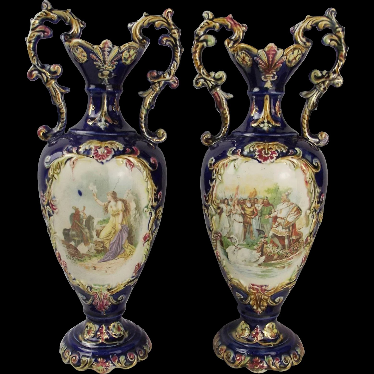 Pair Of Late Victorian Rococo Style European Vases