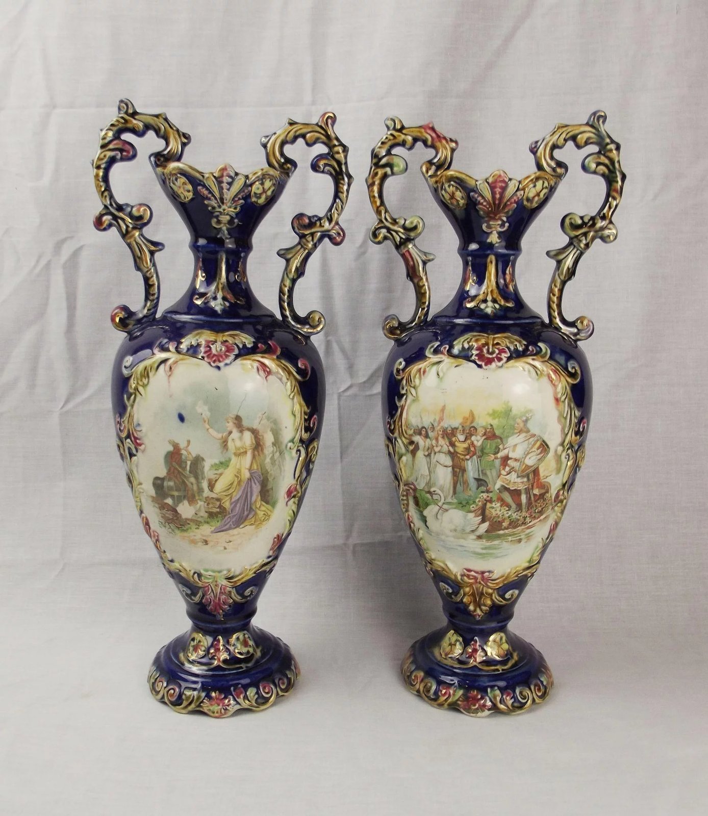 Pair Of Late Victorian Rococo Style European Vases - Image 2