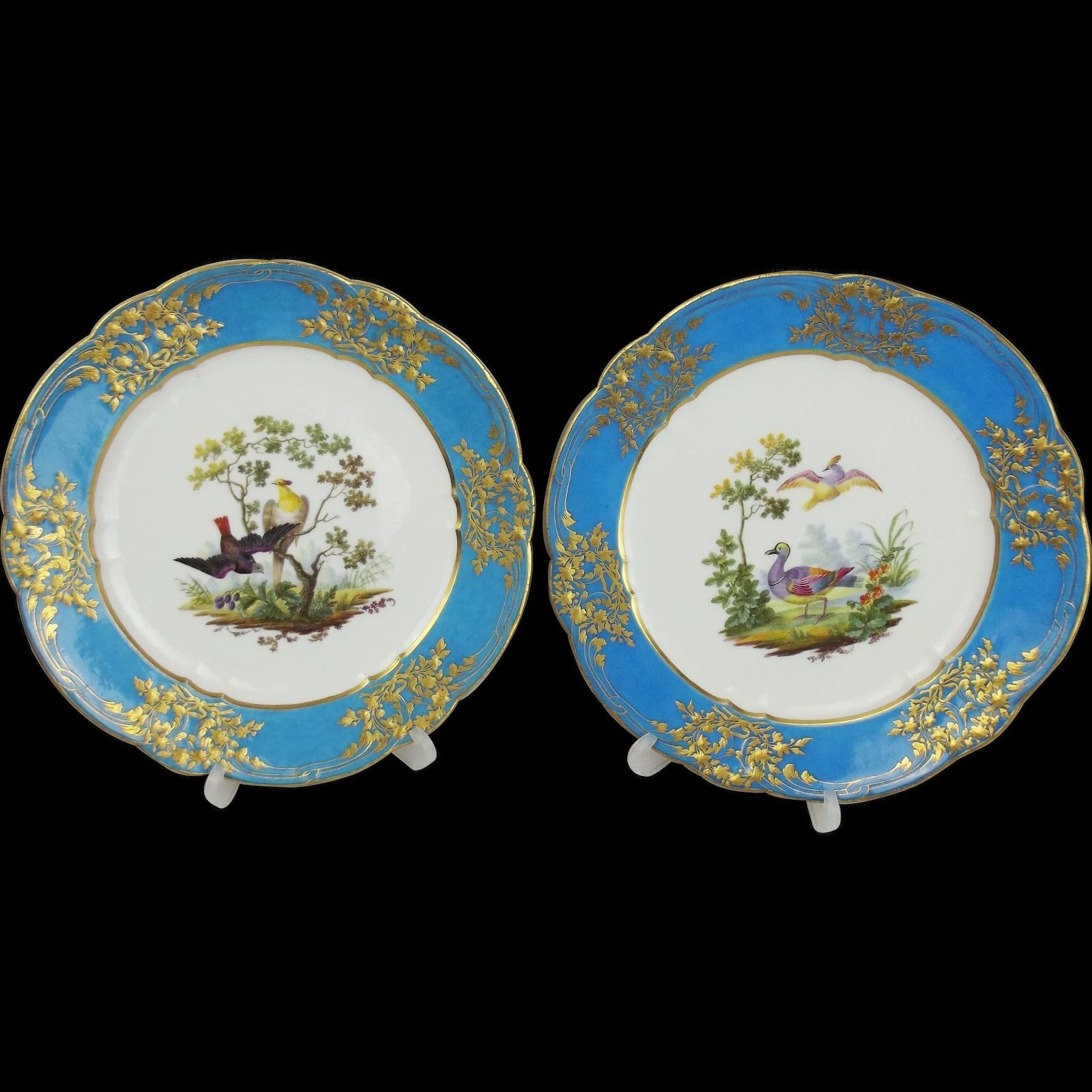Pair Of Moulded Sevres Soft Paste Porcelain Cabinet Plates c1770’s