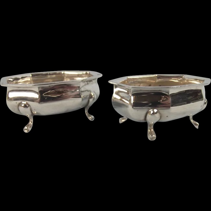 Pair Of Open Silver Salts 1916