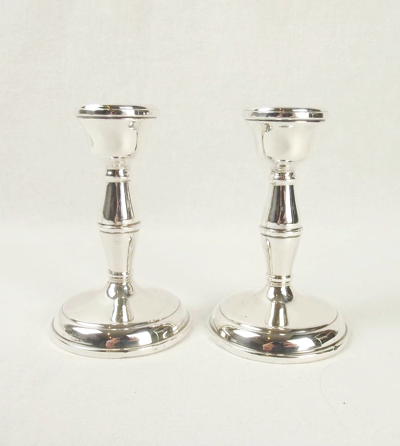 Pair Of Short Birmingham Silver Candlesticks c1968