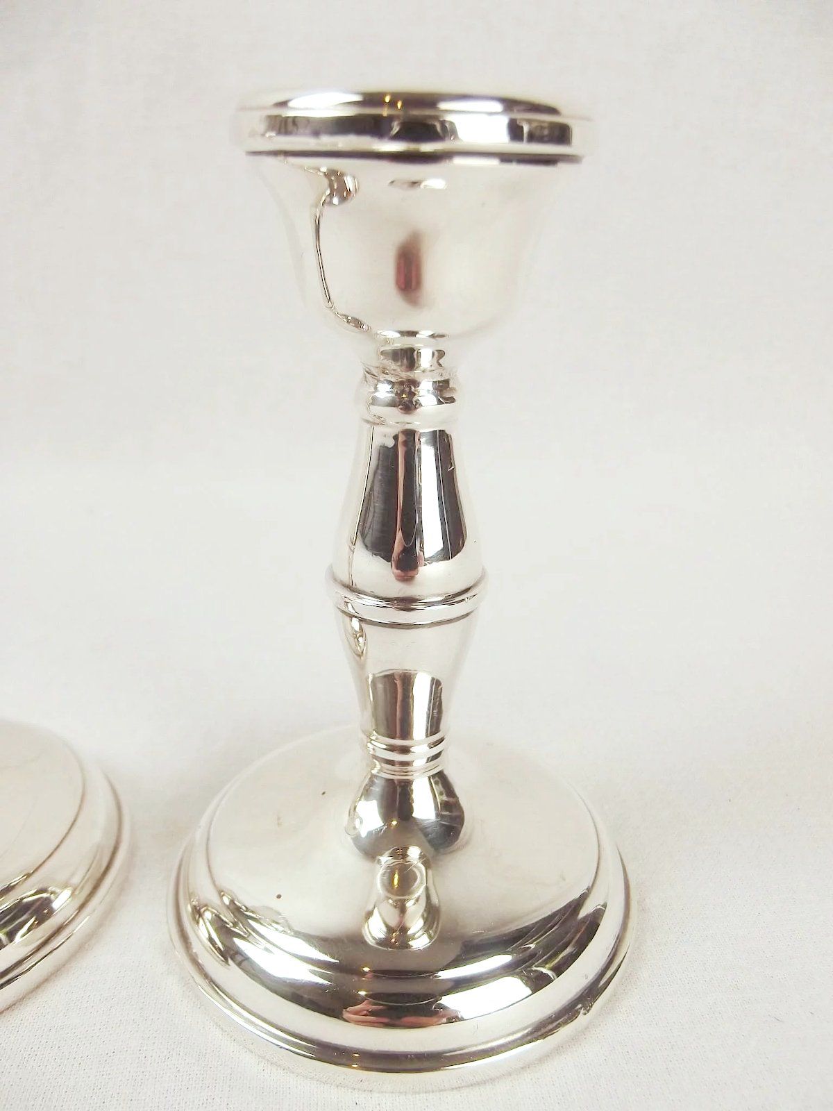 Pair Of Short Birmingham Silver Candlesticks c1968 - Image 3