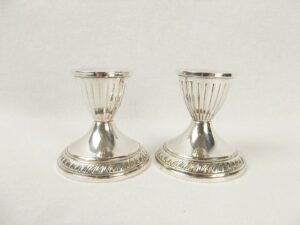 Pair Of Squat Silver Candlesticks