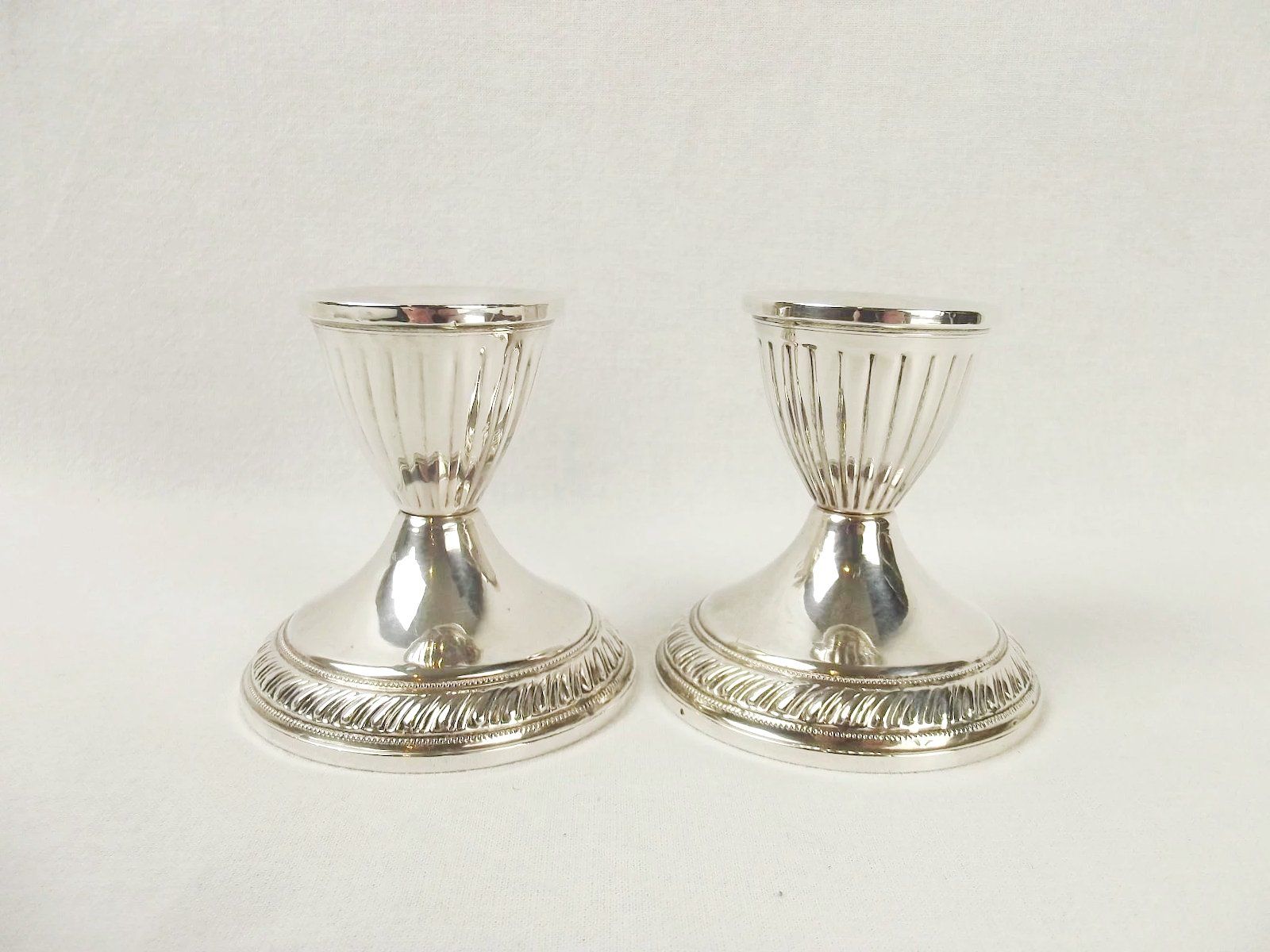 Pair Of Squat Silver Candlesticks