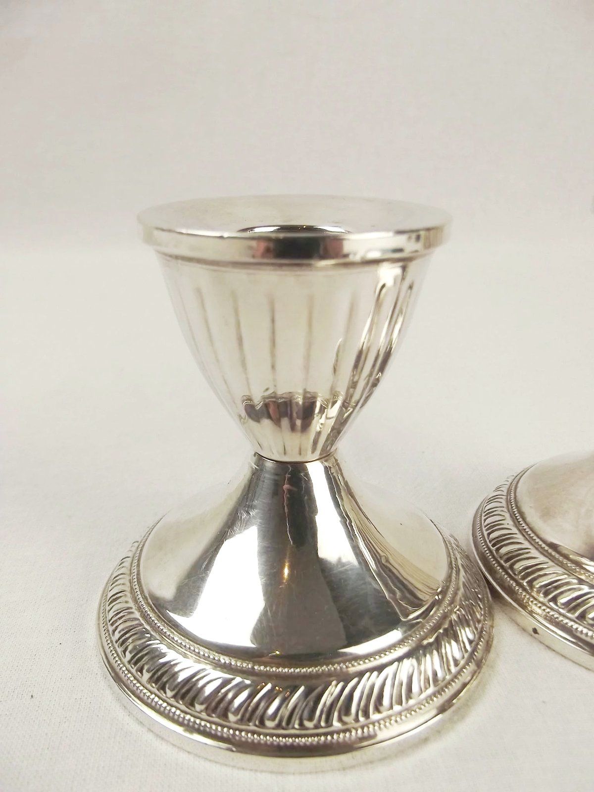 Pair Of Squat Silver Candlesticks - Image 2
