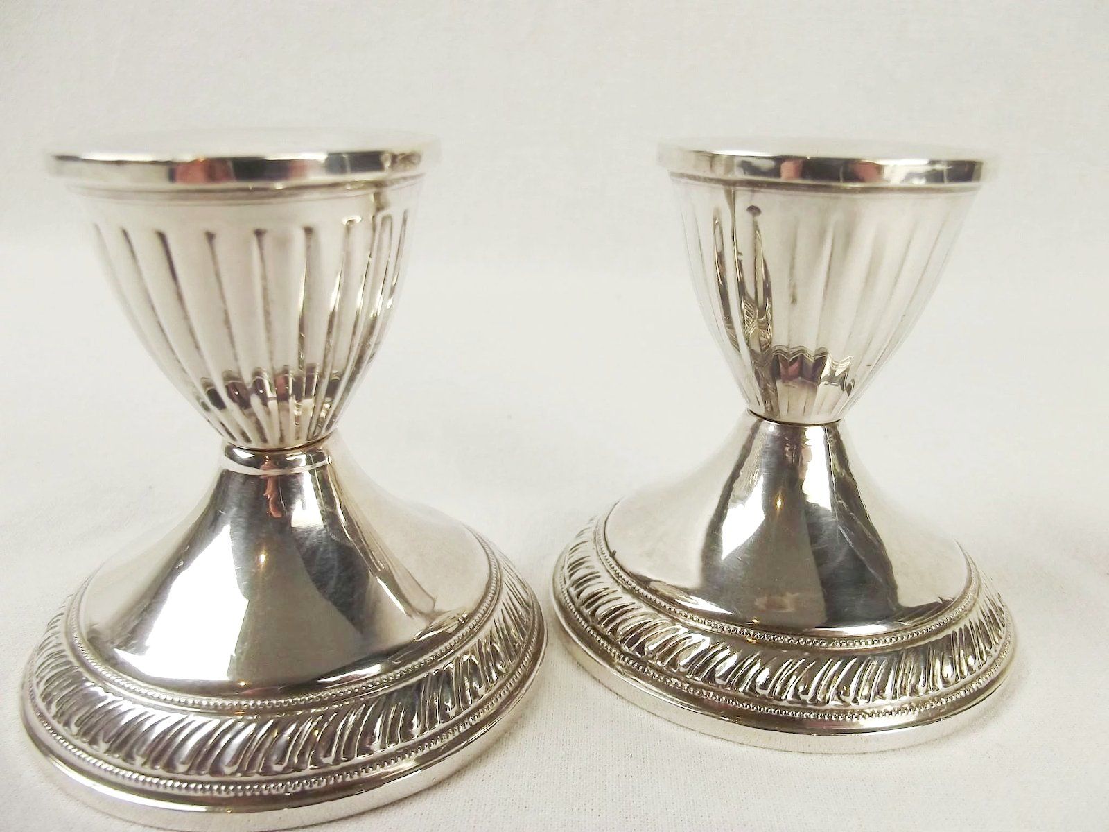 Pair Of Squat Silver Candlesticks - Image 9