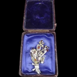 Platinum And Semi Precious Stone Branch Brooch