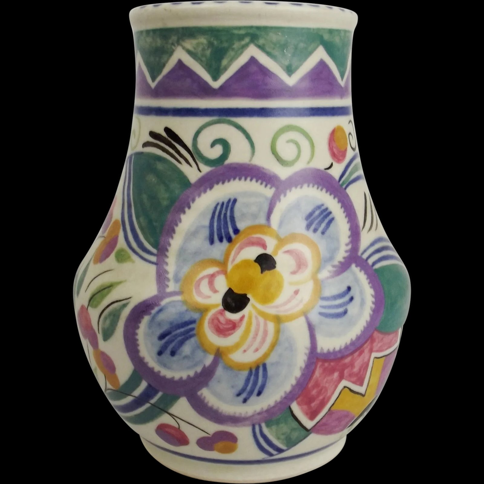 Poole Pottery 'V' Pattern 'Leo the Lion' Small Vase c1930's