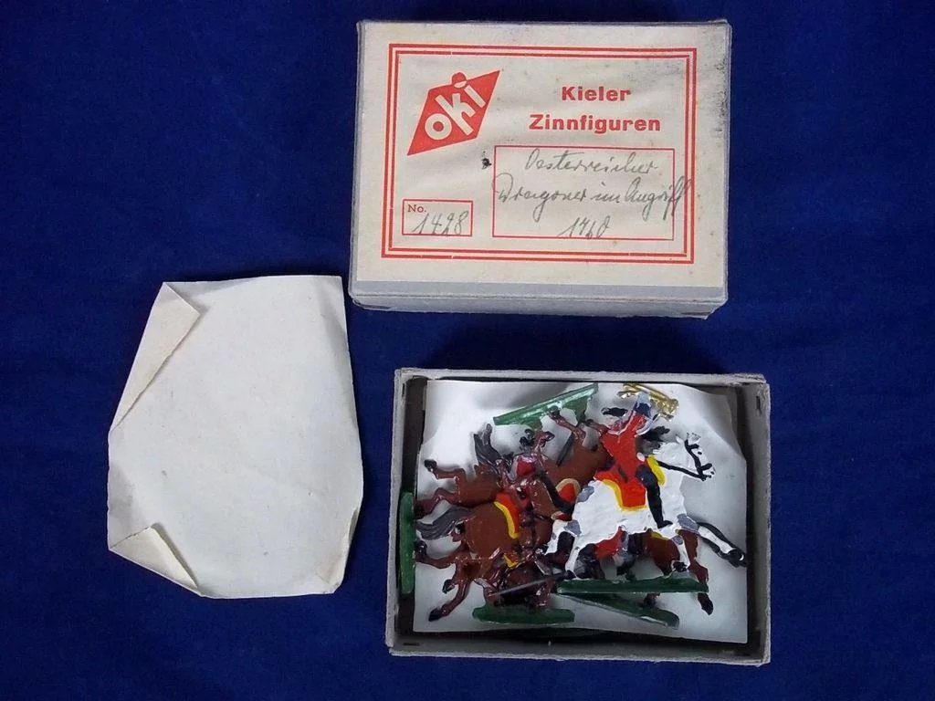 Pre War German Oki Kieler Zinnfiguren Tin Flats ~ Austrians Dragoons in Attack - Image 2
