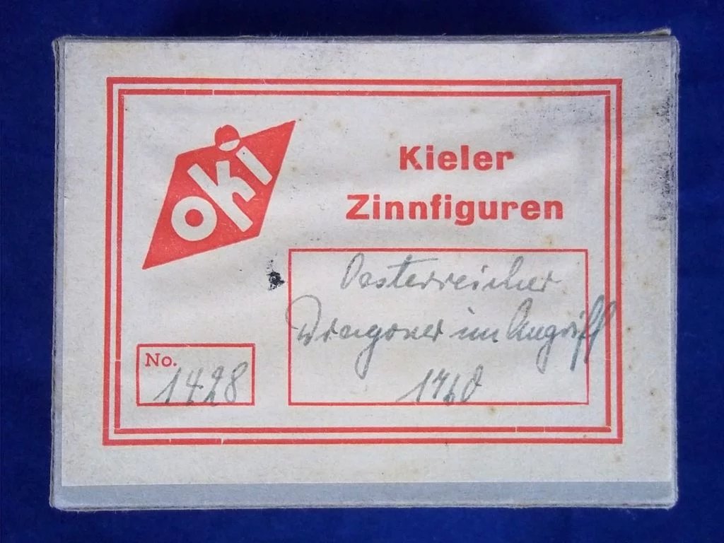 Pre War German Oki Kieler Zinnfiguren Tin Flats ~ Austrians Dragoons in Attack - Image 3