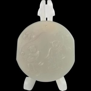 Qing Or Earlier Chinese Nephrite Jade Disk Of A Fairy Tale
