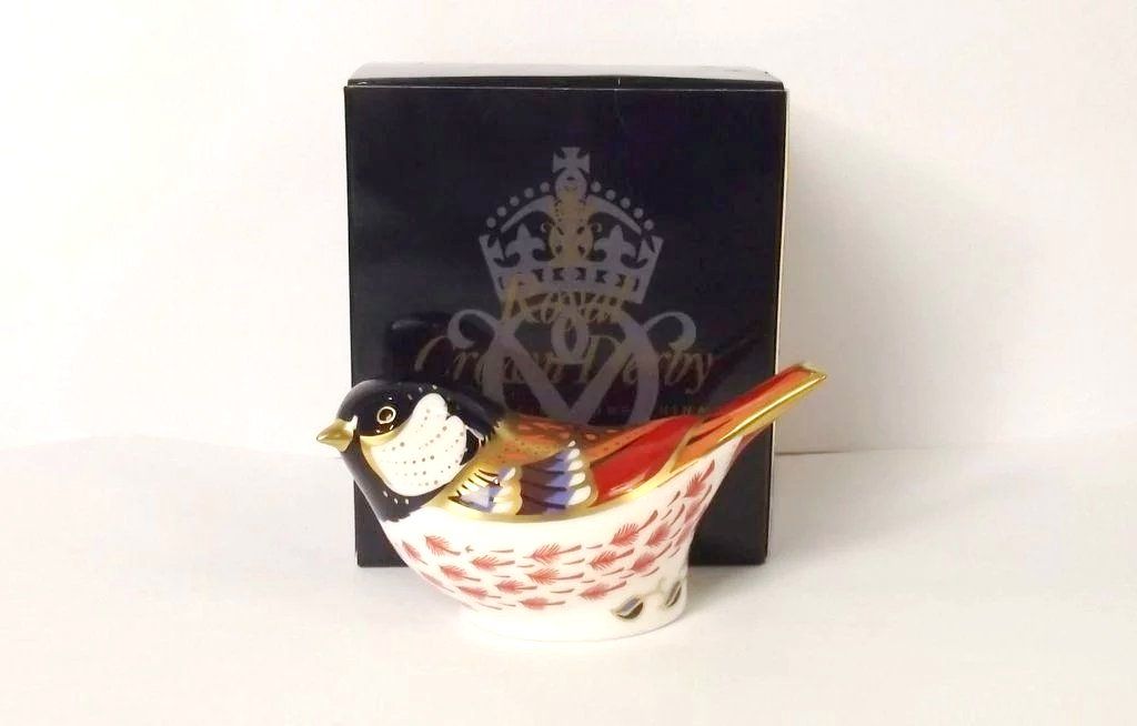 Royal Crown Derby Coal Tit Bird Paperweight - Boxed