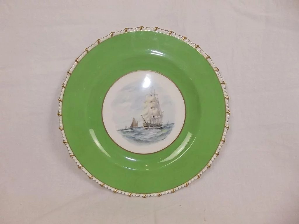 Royal Crown Derby Sailing Ship Cabinet Plate By W. E. J. Dean - Image 2