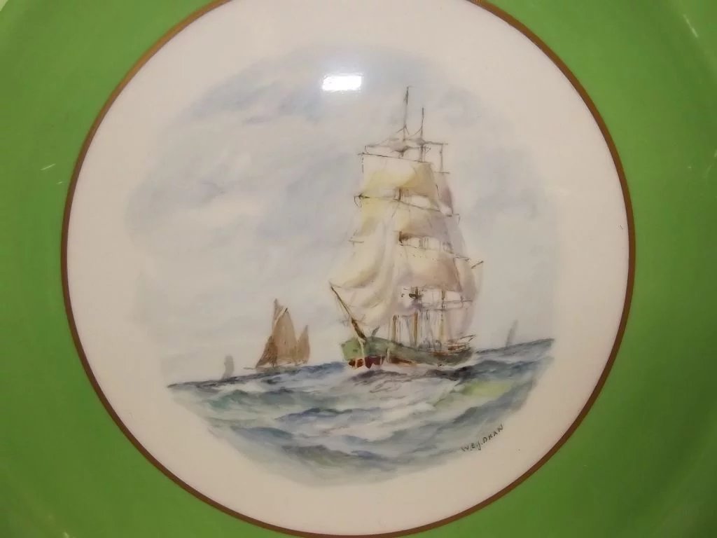Royal Crown Derby Sailing Ship Cabinet Plate By W. E. J. Dean - Image 3