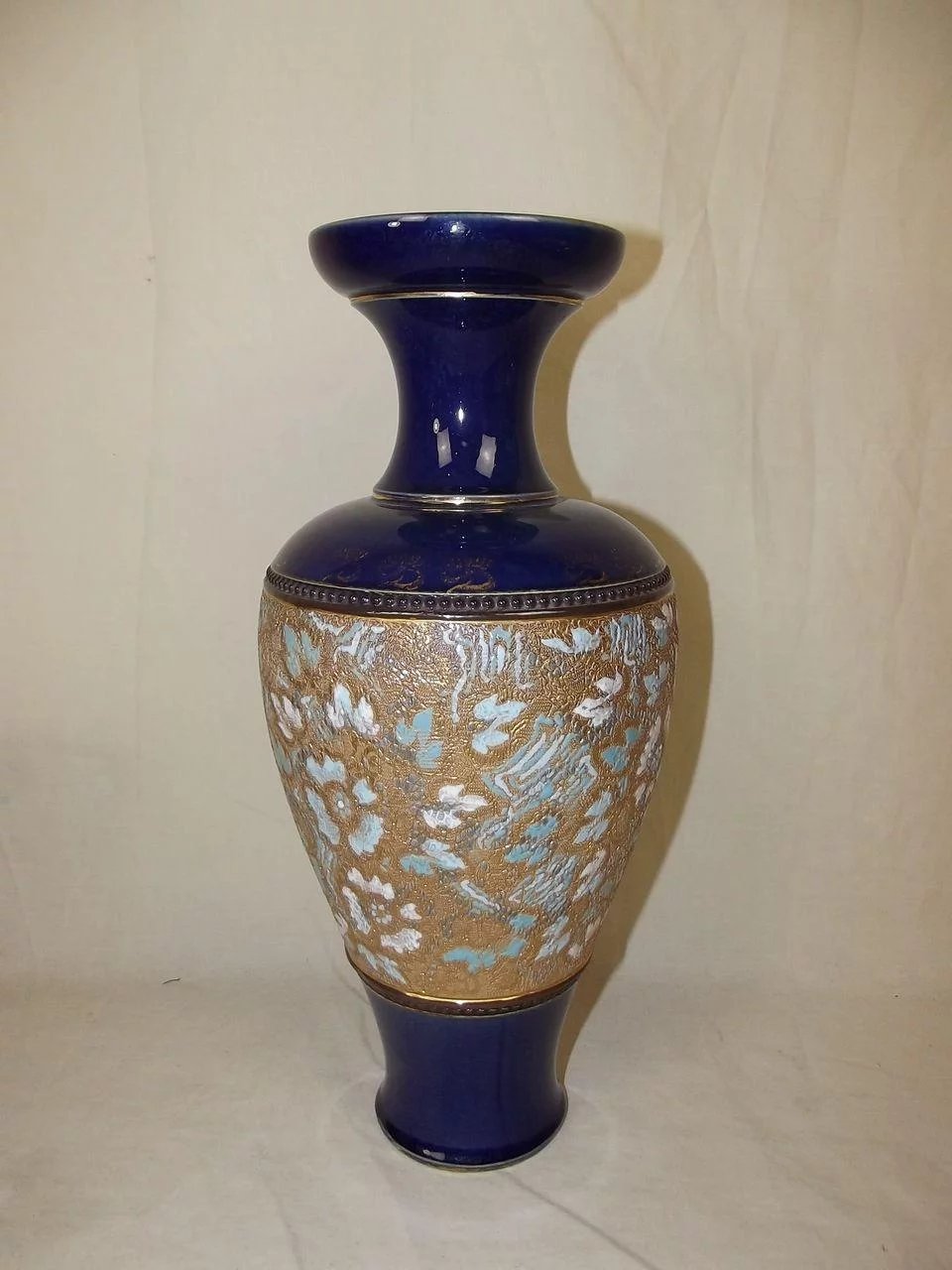 Royal Doulton Slaters Patent Large Vase In Gold & Blue 1897-1902 - Image 2
