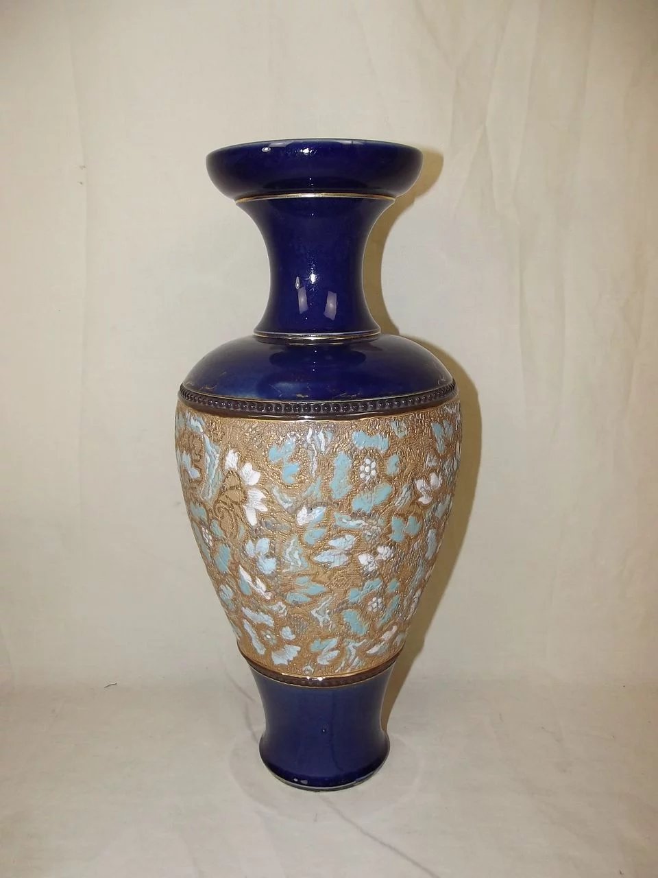 Royal Doulton Slaters Patent Large Vase In Gold & Blue 1897-1902 - Image 3