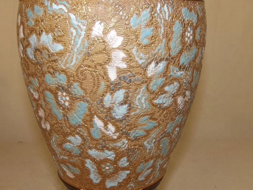 Royal Doulton Slaters Patent Large Vase In Gold & Blue 1897-1902 - Image 8