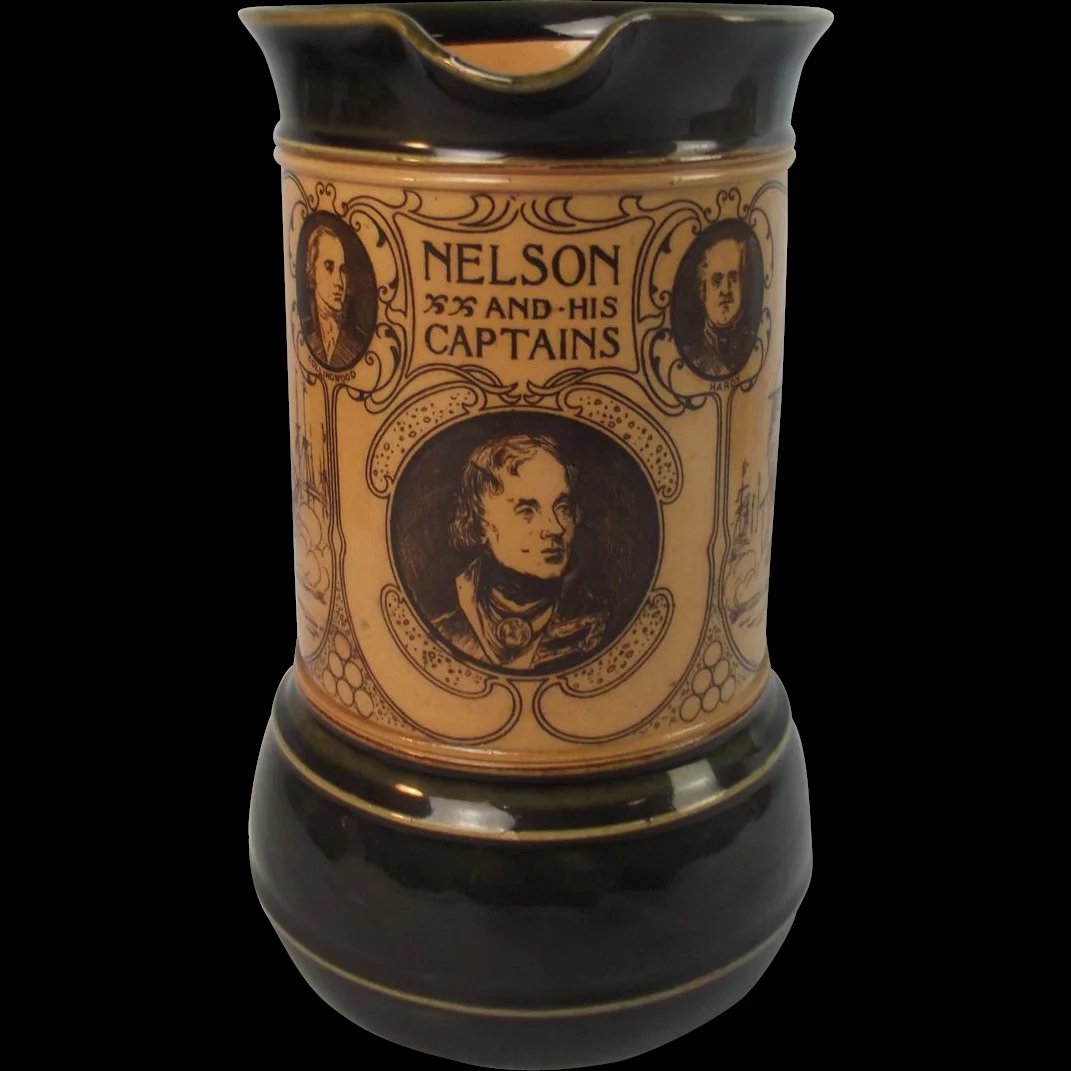 Royal Doulton Stoneware Jug Nelson And His Captains (Green)