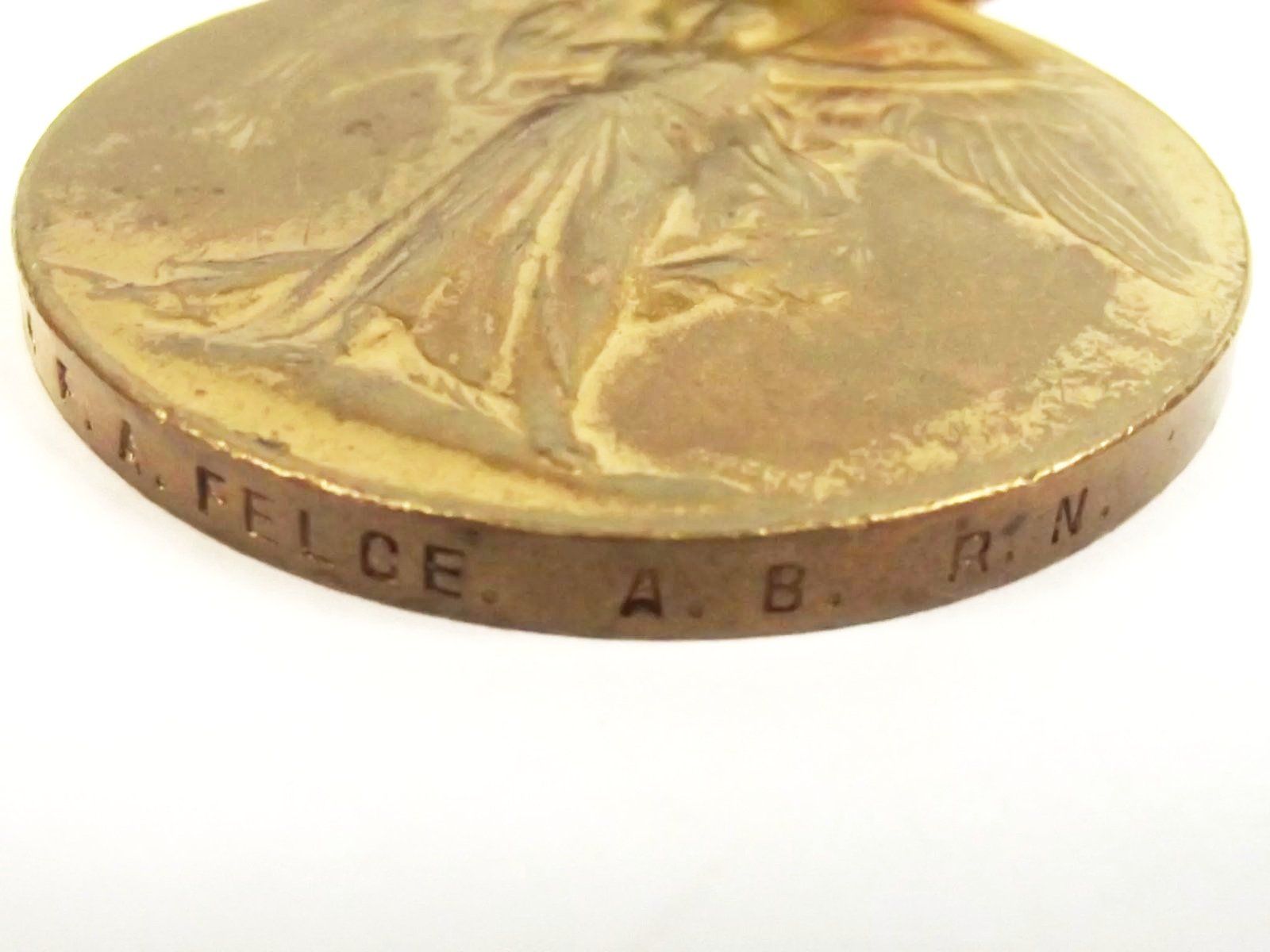 Royal Navy WW1 Medal Pair Able Seaman F.A. Felce - Image 9