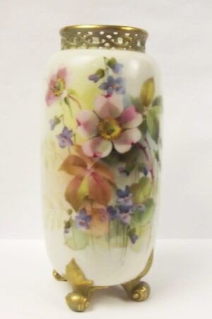 Royal Worcester Wild Flowers Pattern Hand Painted Reticulated Vase 1912