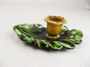 Scrolling Oak – Leaf Majolica Candle Holder