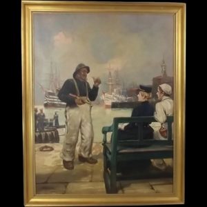 A Seadog`s Tale Oil On Canvas Painting By Arthur Dixon 1872-1959