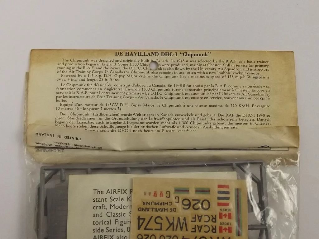 Sealed Airfix 1/72nd Scale Series 1 Chipmunk Type 3 Bagged Kit 1970 - Image 6