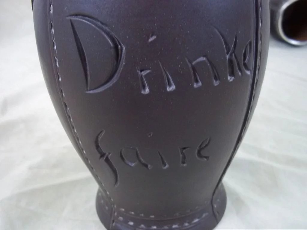 Set Of 3 Graduated 1890 Silver Rimmed Doulton Lamberth Leatherware Tankards - Image 8
