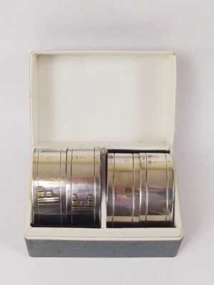 Set of Four Sterling Silver 'FE' Initialled Napkin Rings, Hallmarked B-ham 1965
