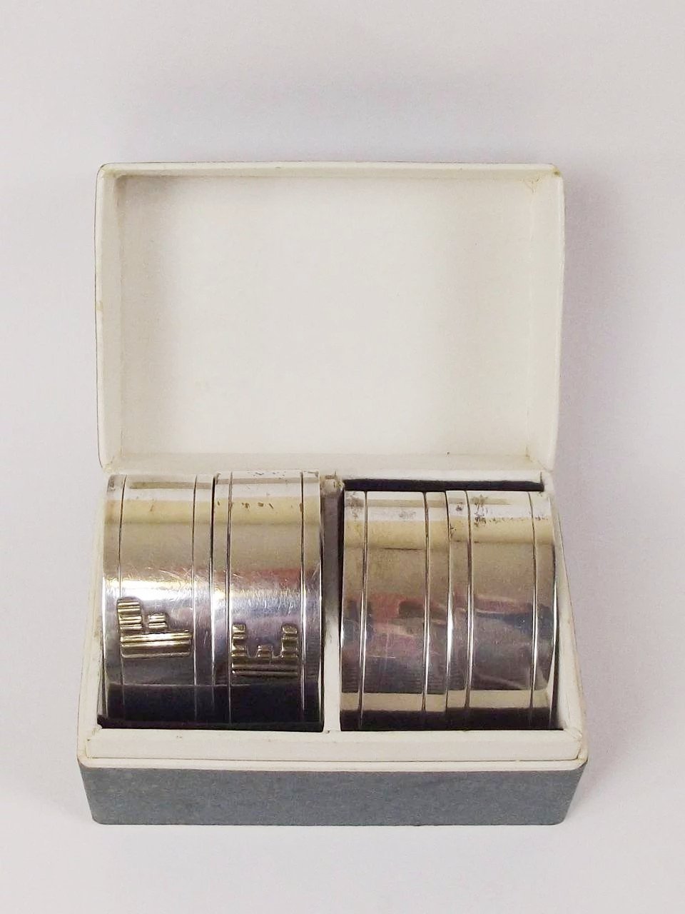 Set of Four Sterling Silver 'FE' Initialled Napkin Rings, Hallmarked B-ham 1965