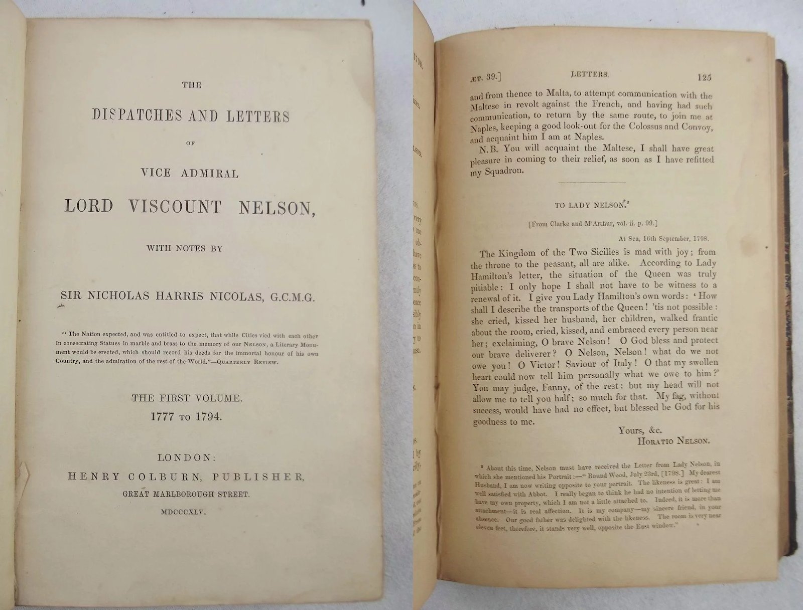 Set Of Six Books Nelsons Despatches And Letters 2nd Edition c1845/6 - Image 6