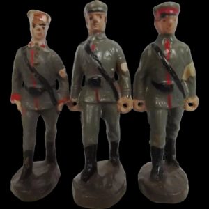 Set Of Three Circa 1930 Elastolin German Medical Soldier Figures
