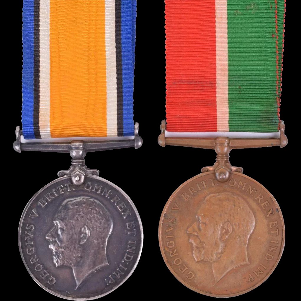 Set Of WW1 Medals – British War Medal & George V Mercantile Medal William Davies
