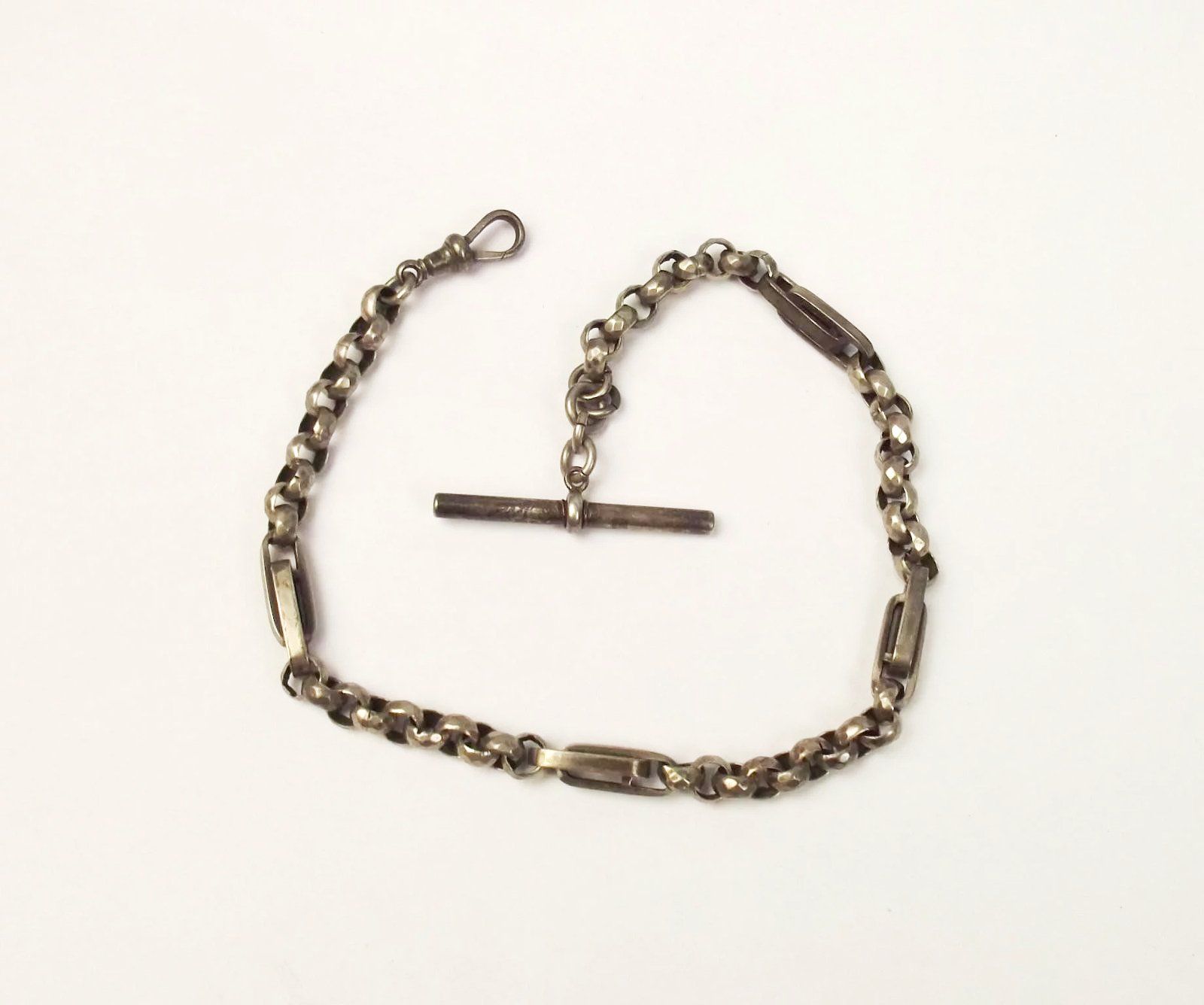 Silver Albert Watch Chain With Long Double Links