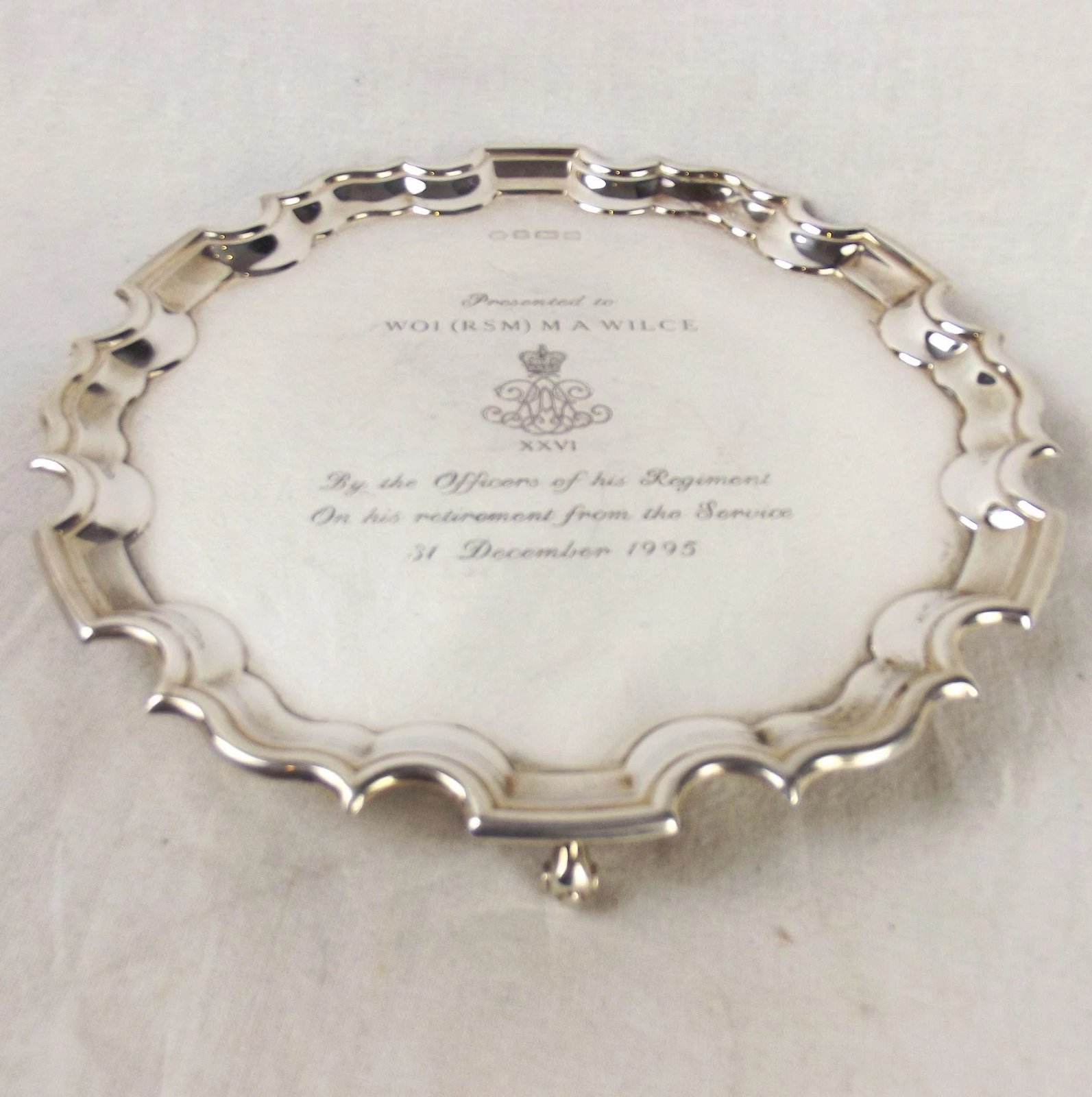 Silver Military Salver - Royal Field Artillery Regiment - Sheffield 1994