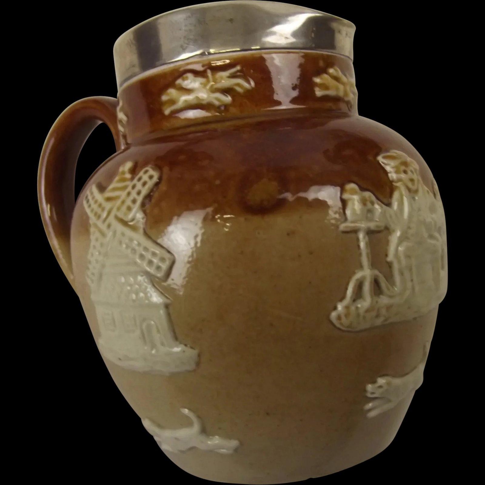 Silver Mounted Doulton Lambeth Miniature Jug