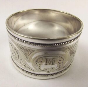 European 'M' Monogram Silver Napkin Ring