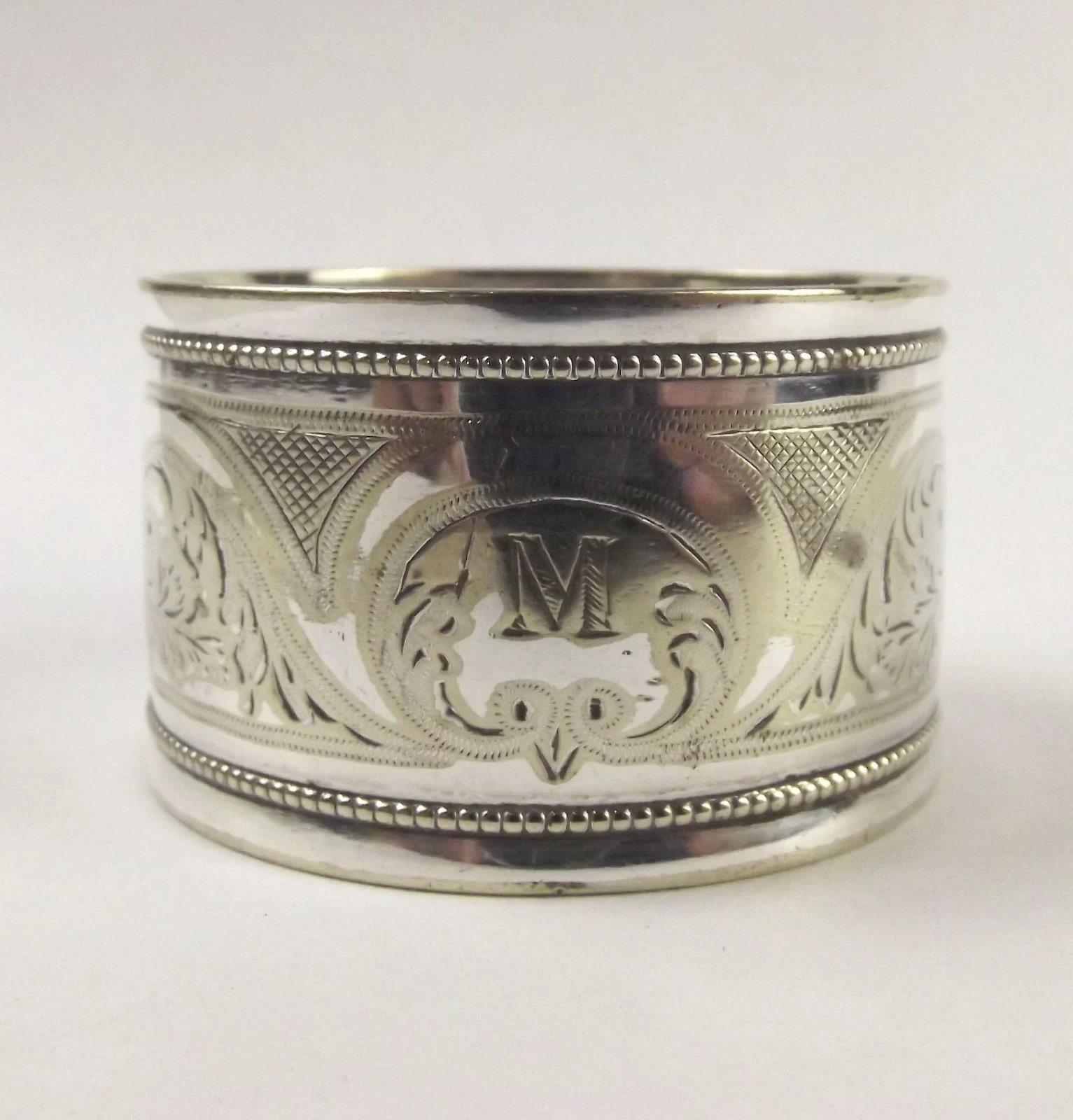 European 'M' Monogram Silver Napkin Ring - Image 4