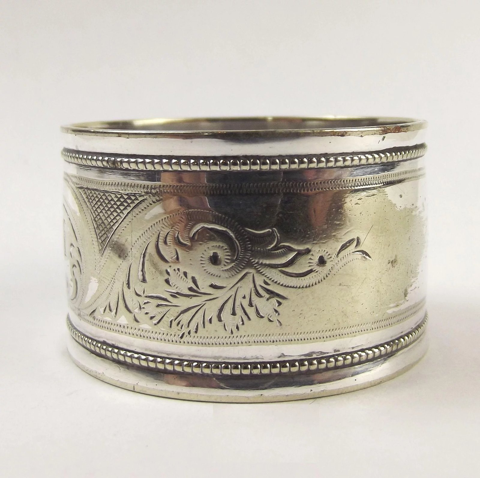 European 'M' Monogram Silver Napkin Ring - Image 6