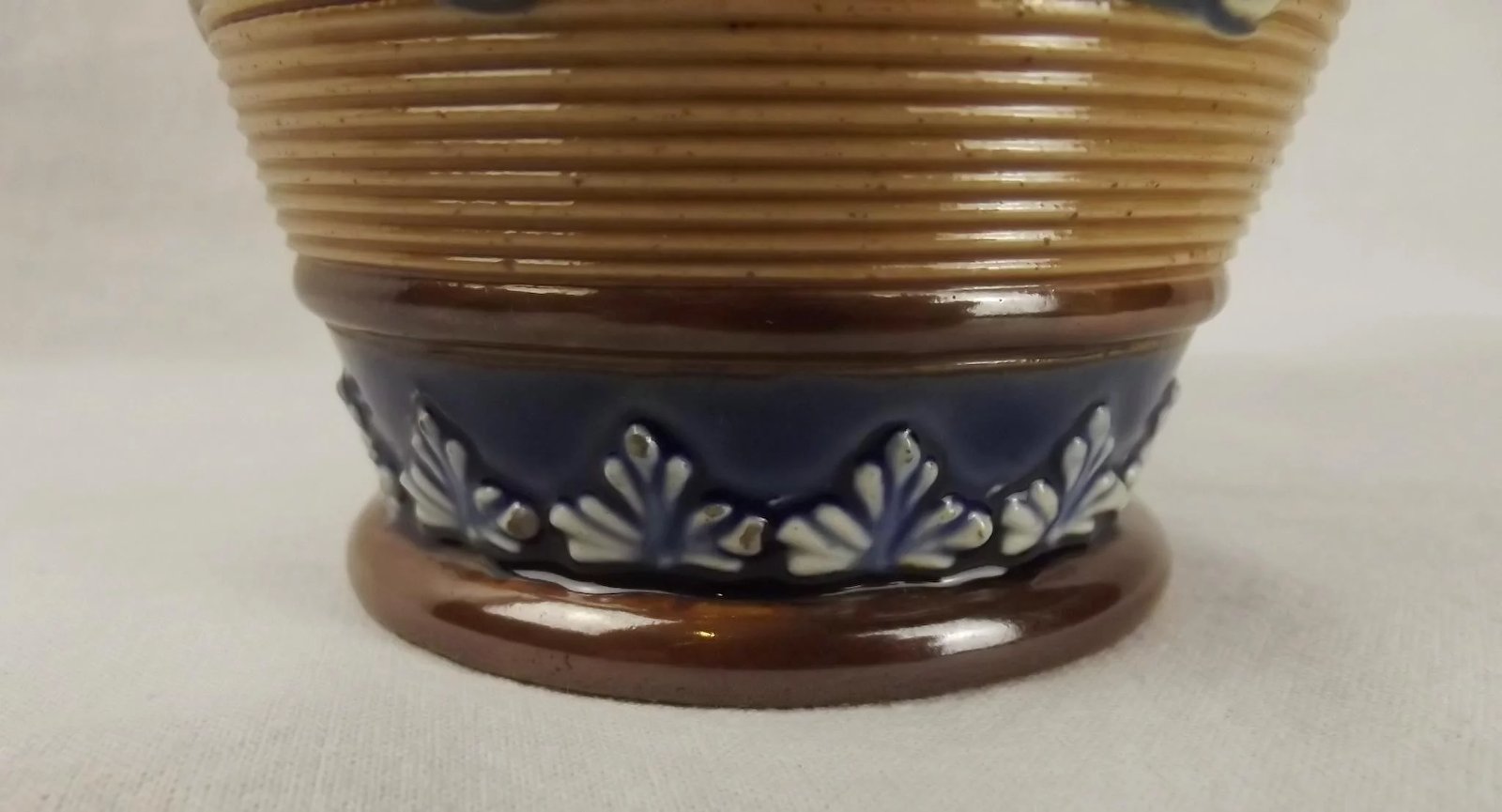 Silver Rimmed Doulton Lambeth Stoneware Pottery Jug c1897 - Image 8
