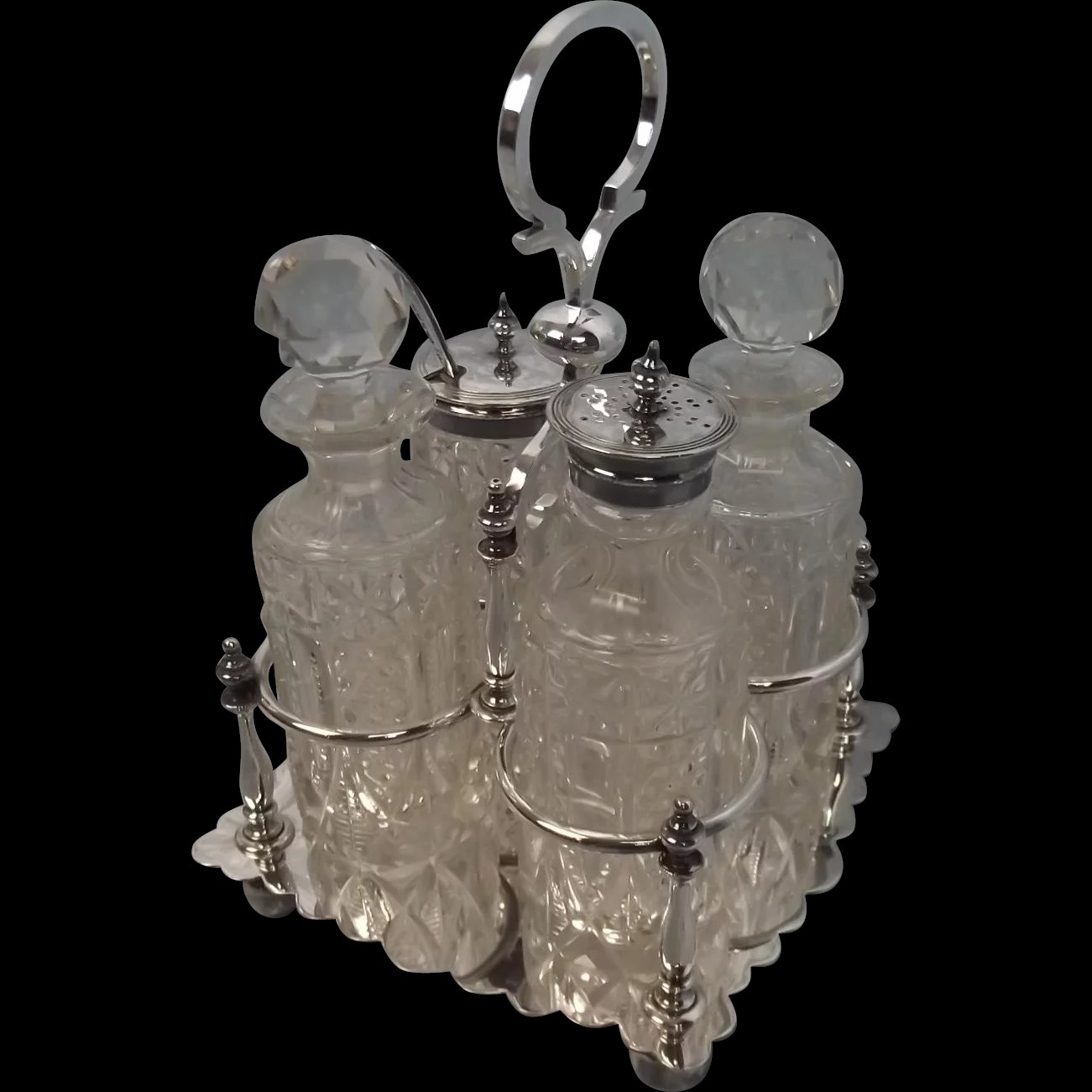 Silver Sheffield Electro Plated & Cut Glass Condiment Roberts & Belks