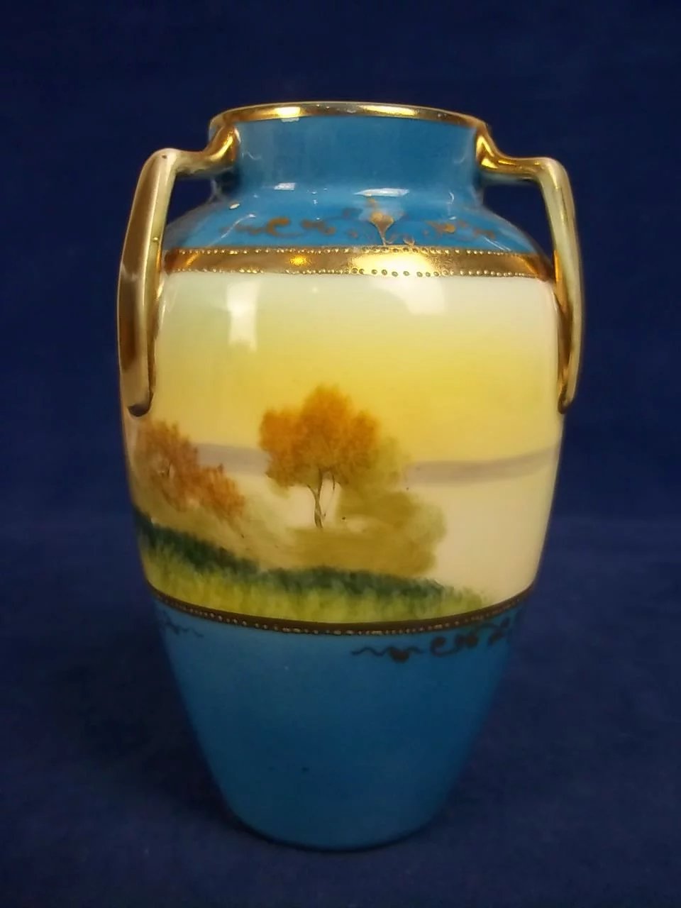 Small Cornflower Blue Hand Painted Tyg Vase by Noritake - Image 3