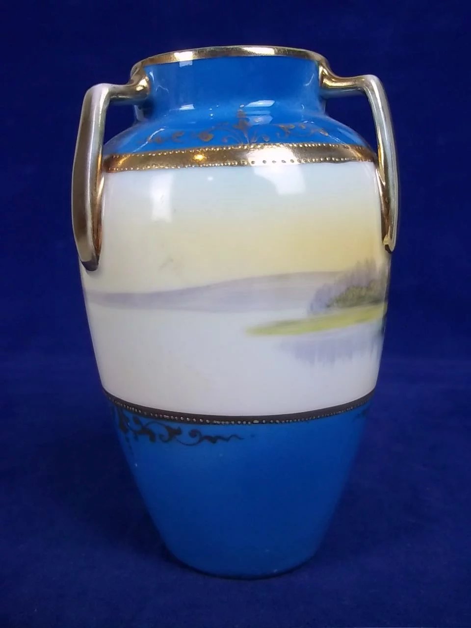 Small Cornflower Blue Hand Painted Tyg Vase by Noritake - Image 4