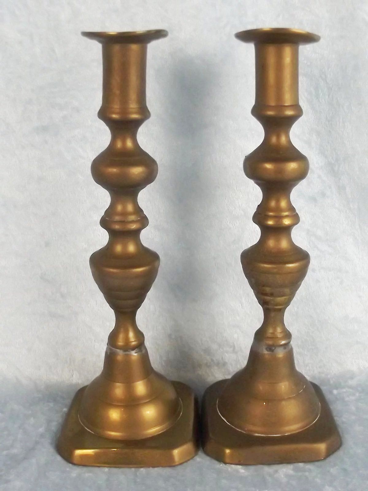Small Pair Of 19th Century Brass Ejector Candlestick #5