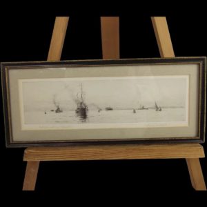 Spithead – Destroyer Entering Portsmouth Drypoint Etching By Rowland Langmaid