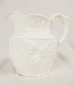 Staffordshire White Relief Molded Jug c1850