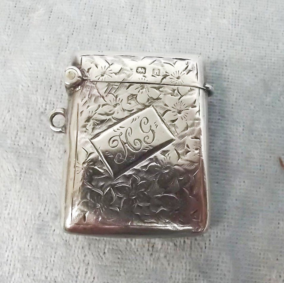 Sterling Silver Engraved Vesta Case London 1923 - Image 7