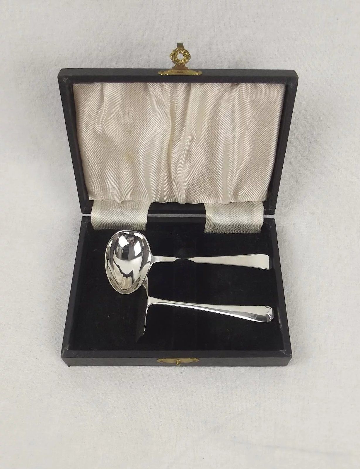 Two-Piece Christening Set Of A Baby's Spoon & Pusher c1941