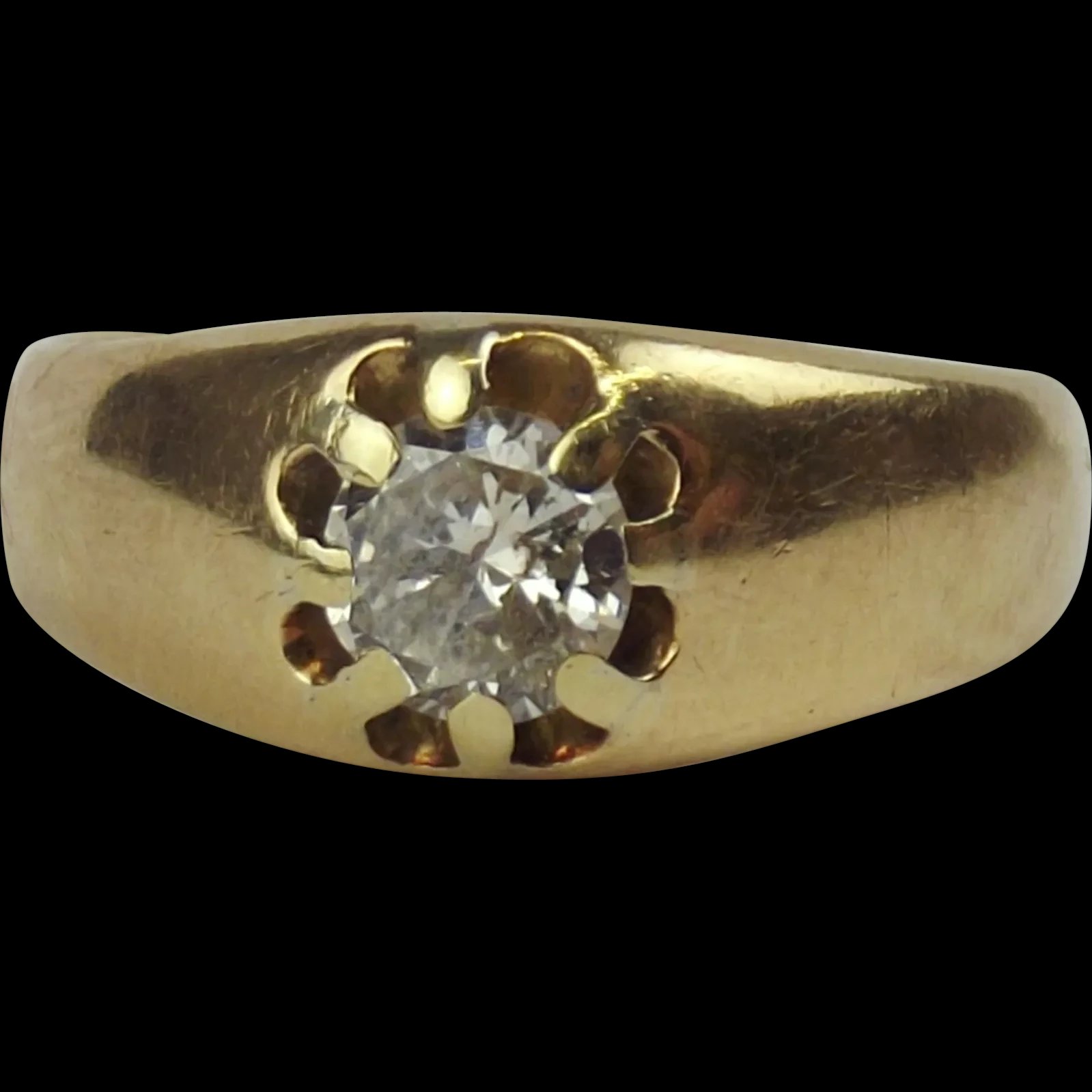 Victorian 18ct Yellow Gold Diamond Ring UK Size S+ US 9 ¼